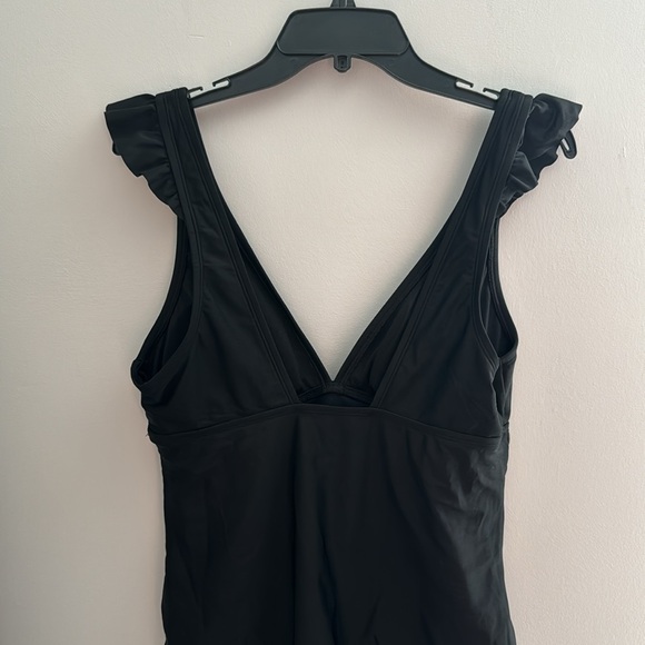 NWOT Ruffle Shoulder Ruched Full Coverage One Piece Swimsuit Kona Sol Large - Picture 4 of 4